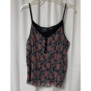 Maeve Tank Womens V-Neck Cami Floral Tati Henley Tanktop Shimmery M